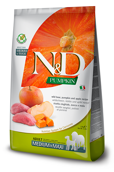 נטורל אנד דלישס Pumpkin Grain-Free Canine Boar and Apple Adult Medium & Maxi - מזון יבש לכלבים