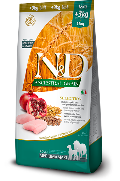 נטורל אנד דלישס Ancestral Grain Canine - Selection Adult Medium & Maxi - מזון יבש לכלבים