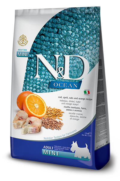 נטורל אנד דלישס Cod, Spelt, Oats & Orange Adult Mini - מזון יבש לכלבים