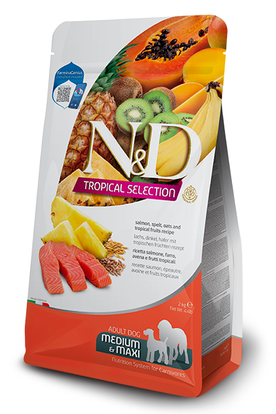 נטורל אנד דלישס Salmon, spelt, oats and tropical fruits Adult Medium & Maxi - מזון יבש לכלבים