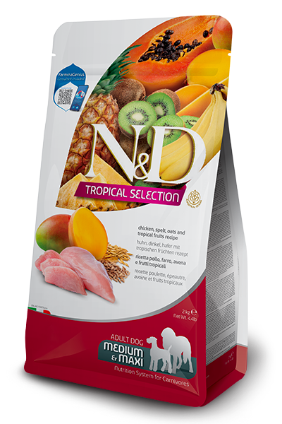 נטורל אנד דלישס Chicken, spelt, oats and tropical fruits Adult Medium & Maxi - מזון יבש לכלבים