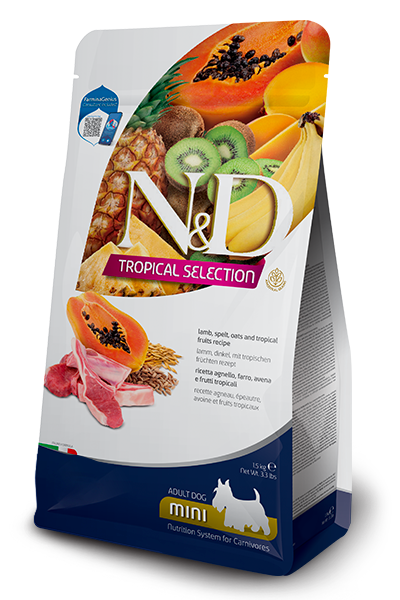 נטורל אנד דלישס Lamb, Spelt, Oats and Tropical Fruits Adult Mini - מזון יבש לכלבים