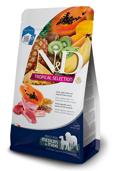 נטורל אנד דלישס N&D Tropical Selection Lamb, spelt, oats and tropical fruits Adult Medium & Maxi - מזון יבש לכלבים