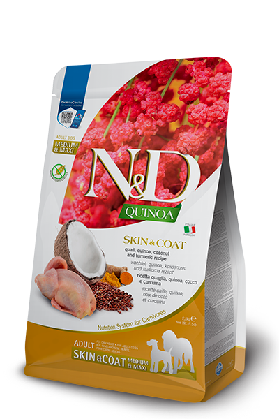 נטורל אנד דלישס Quinoa Grain Free Skin & Coat Quail Medium & Maxi - מזון יבש לכלבים