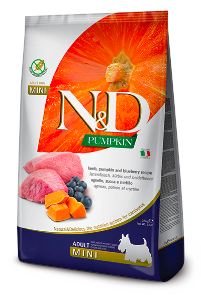 נטורל אנד דלישס Pumpkin Canine Lamb & Blueberry Adult Mini - מזון יבש לכלבים