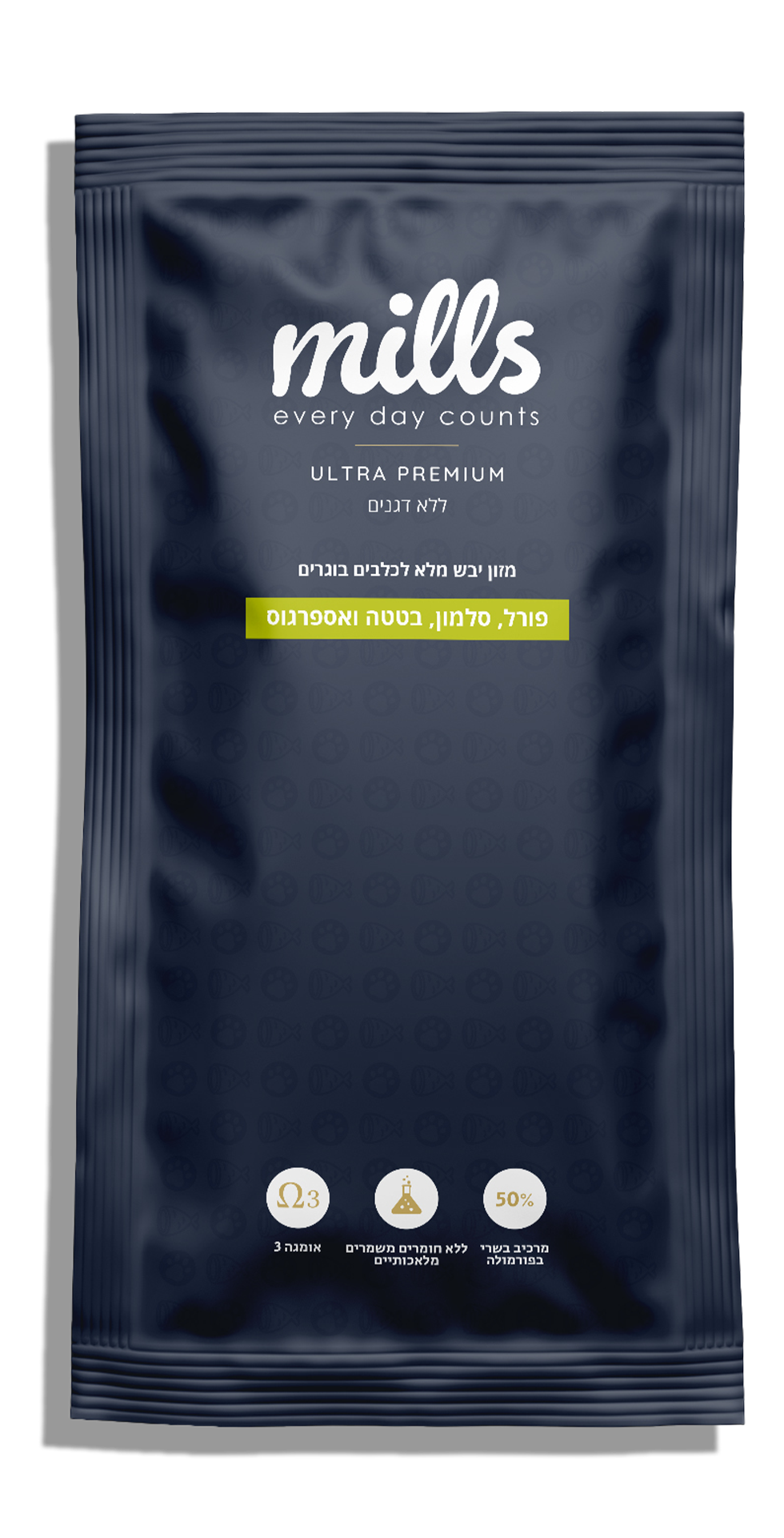 מילס סלמון, פורל, בטטה, אספרגוס - גזע גדול - מזון יבש לכלבים