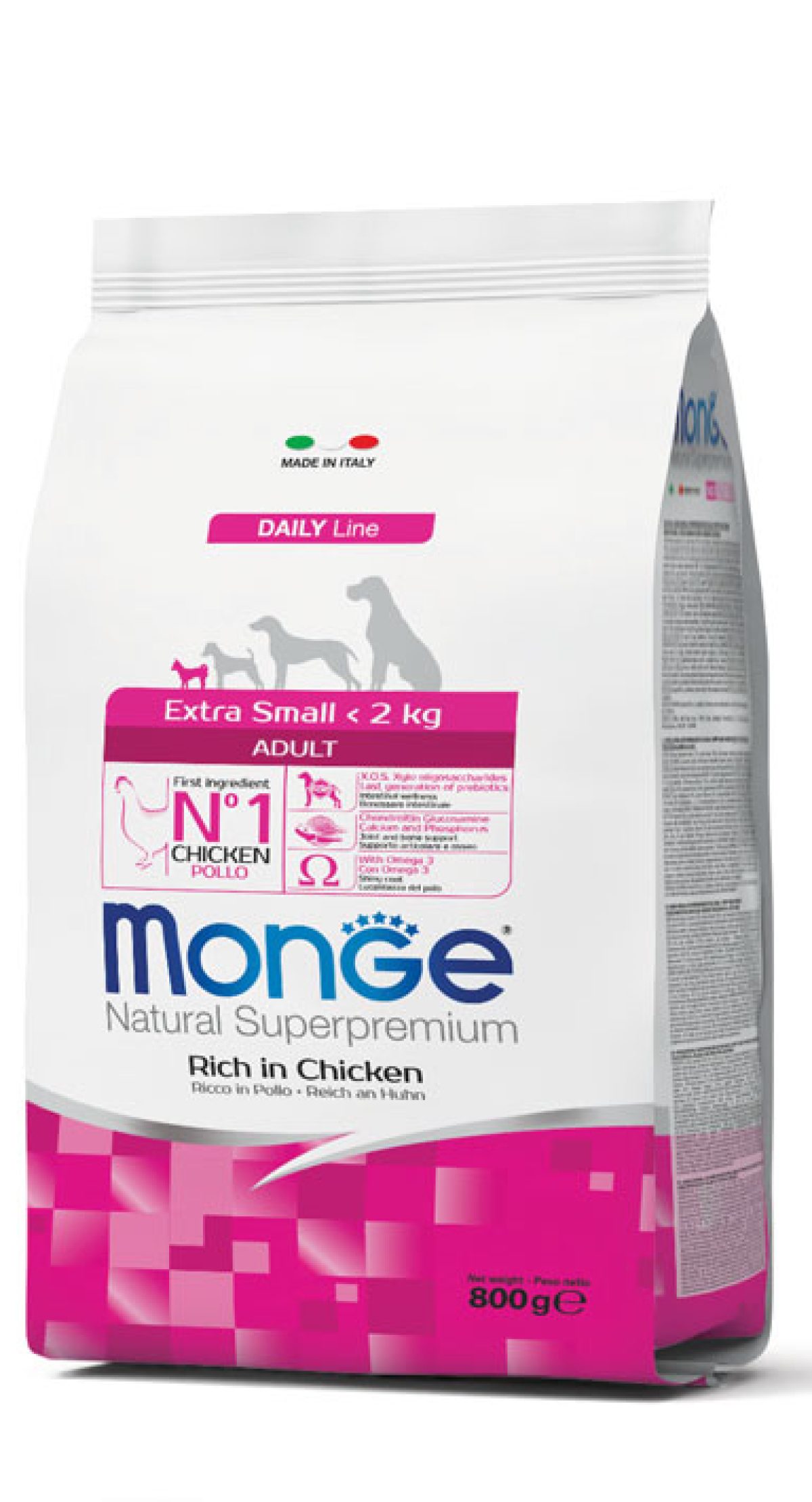 מונג' Natural Superpremium Extra Small Adult Rich in Chicken - מזון יבש לכלבים