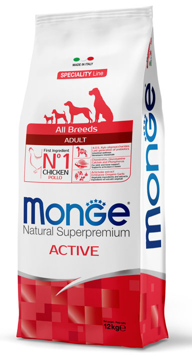 מונג' Natural Superpremium All breeds Adult Active with Chicken - מזון יבש לכלבים