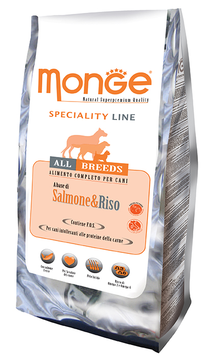מונג' All Breeds Adult with Salmon and Rice - מזון יבש לכלבים