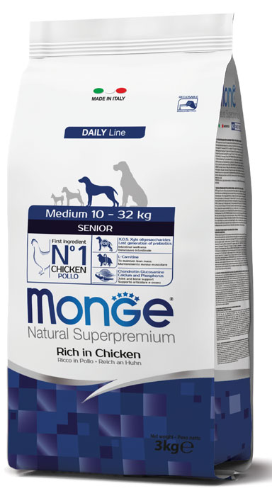 מונג' Natural Superpremium Medium Senior Rich in Chicken - מזון יבש לכלבים