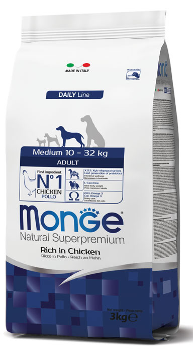 מונג' Natural Superpremium Medium Adult Rich in Chicken - מזון יבש לכלבים