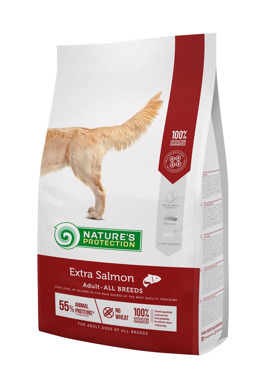 נייצ'רס פרוטקשן Dry food for adult dogs of all breeds with salmon - מזון יבש לכלבים
