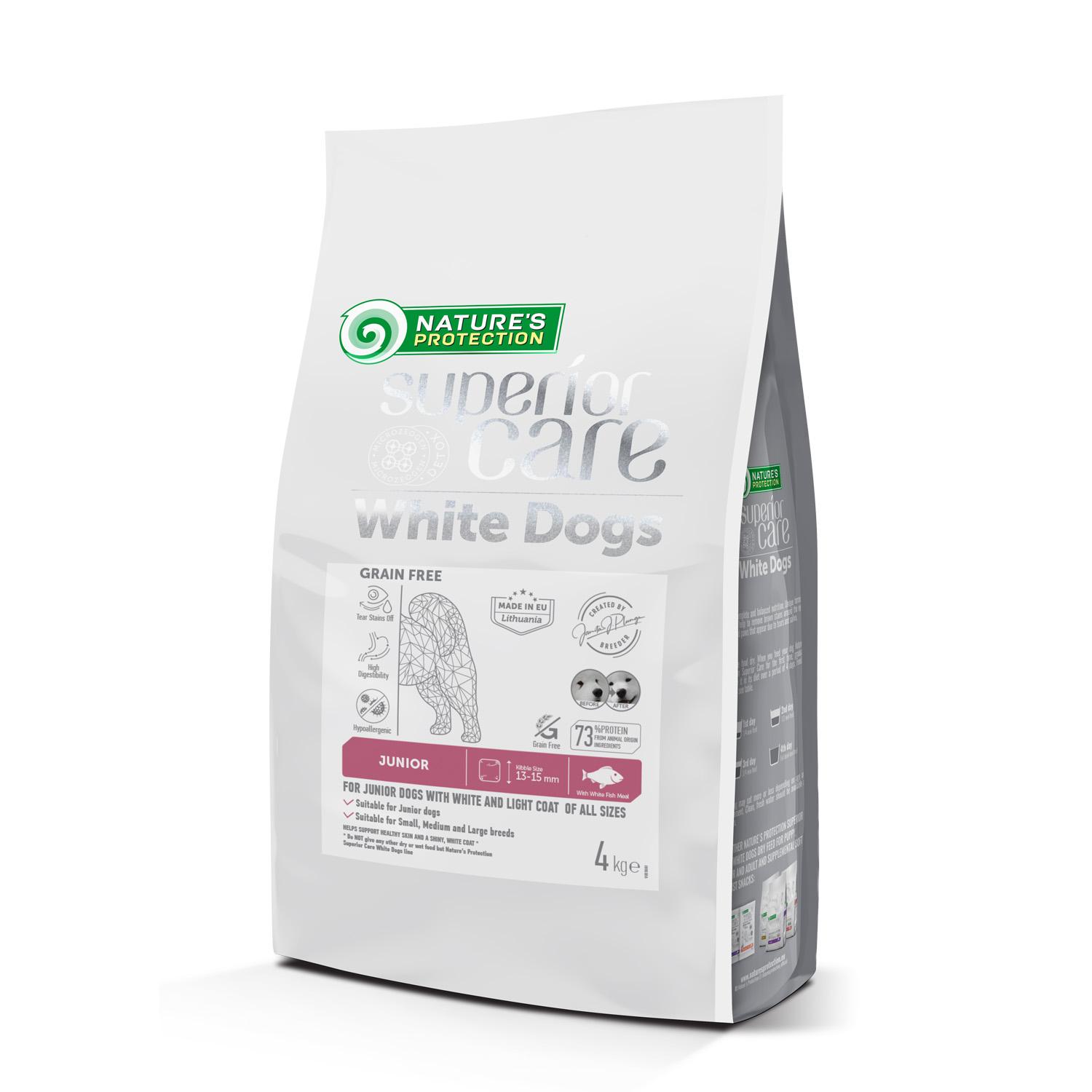 נייצ'רס פרוטקשן Dry grain free pet food with white fish for growing dogs of all sizes with white coat - מזון יבש לכלבים