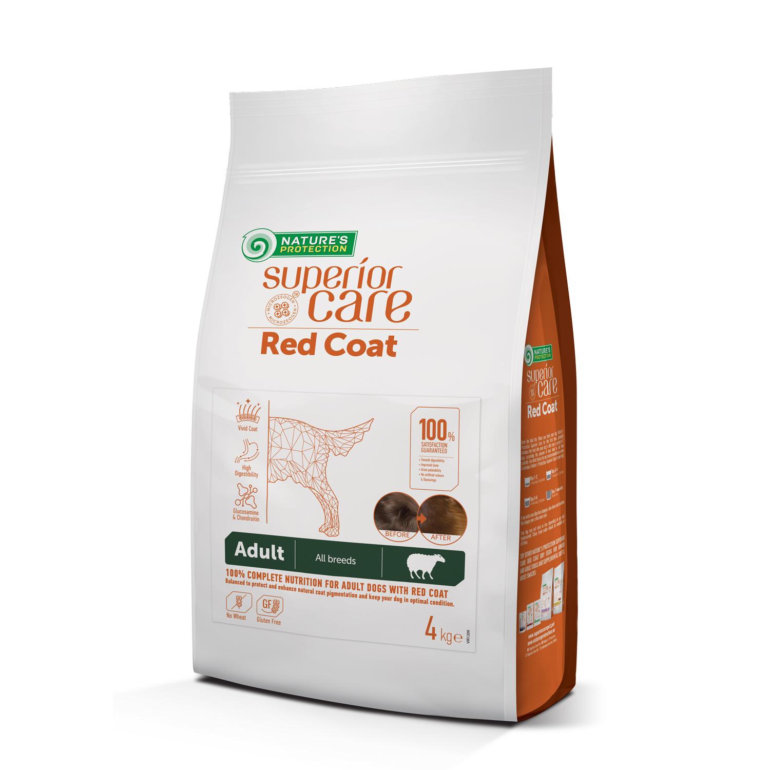 נייצ'רס פרוטקשן Dry grain free food for adult dogs of all breeds with red coat, with lamb - מזון יבש לכלבים