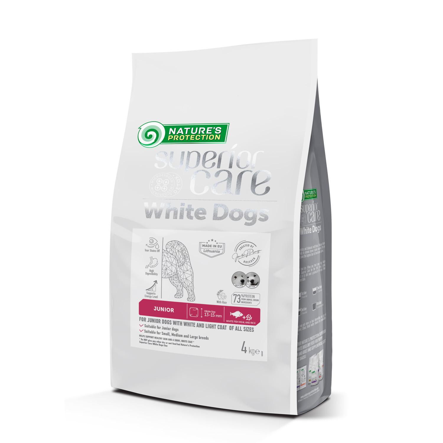 נייצ'רס פרוטקשן Superior Care with White Fish for Junior Dogs of All Sizes and Life Stages with a White and Light–colored Coat - מזון יבש לכלבים