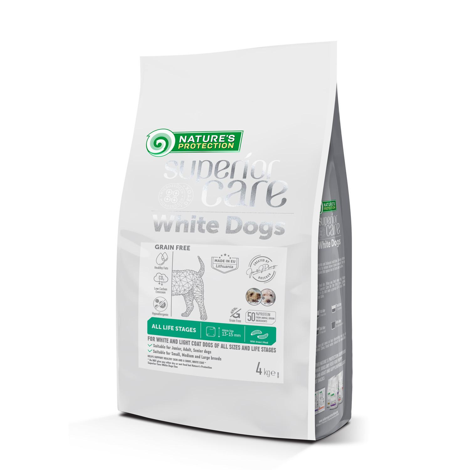 נייצ'רס פרוטקשן Dry grain free pet food with insect for dogs of all sizes and life stages with white coat - מזון יבש לכלבים