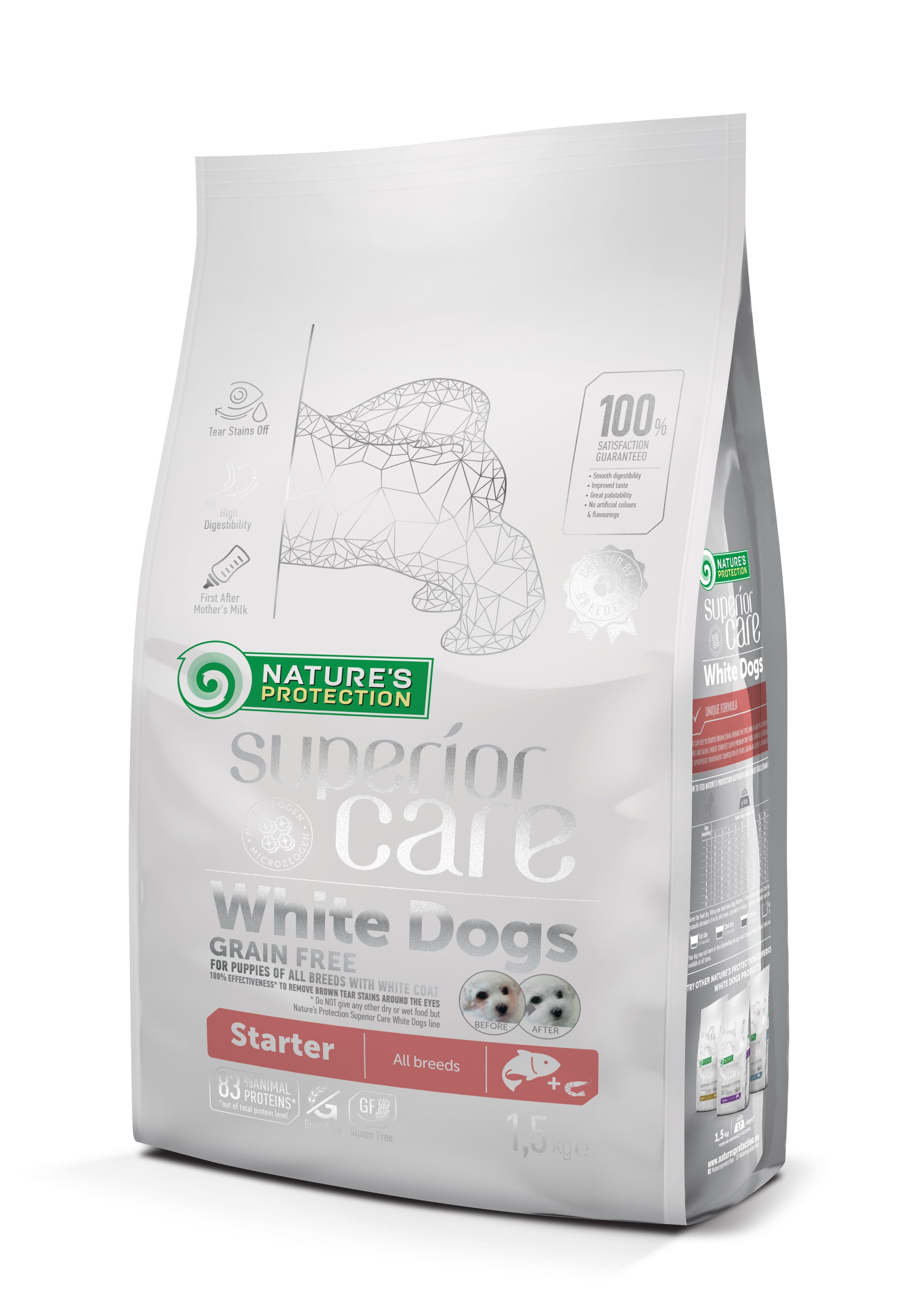 נייצ'רס פרוטקשן Dry grain free food for puppies of all breeds with white coat, with salmon - מזון יבש לכלבים