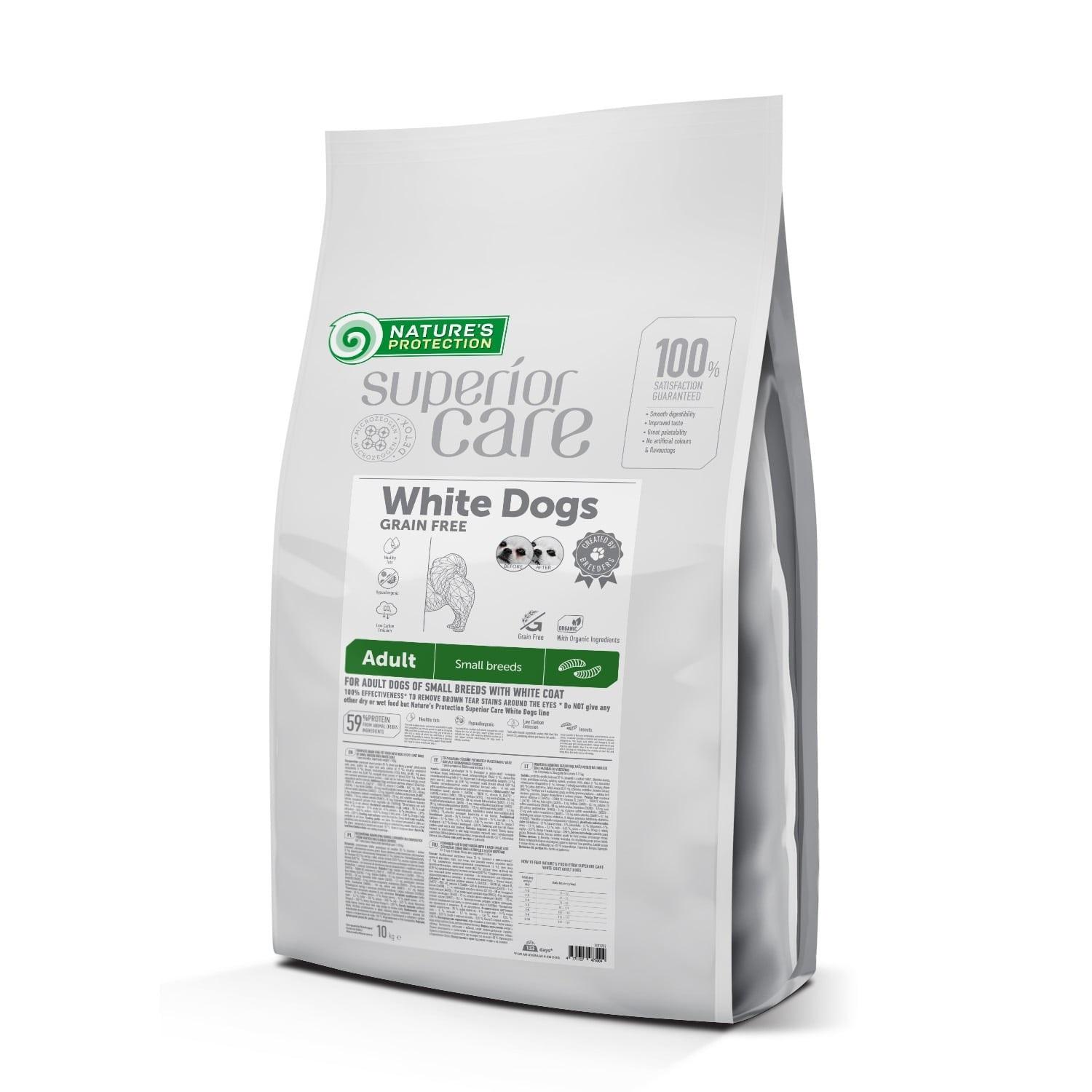 נייצ'רס פרוטקשן Dry grain free food for adult dogs of small breeds with white coat, with insect - מזון יבש לכלבים