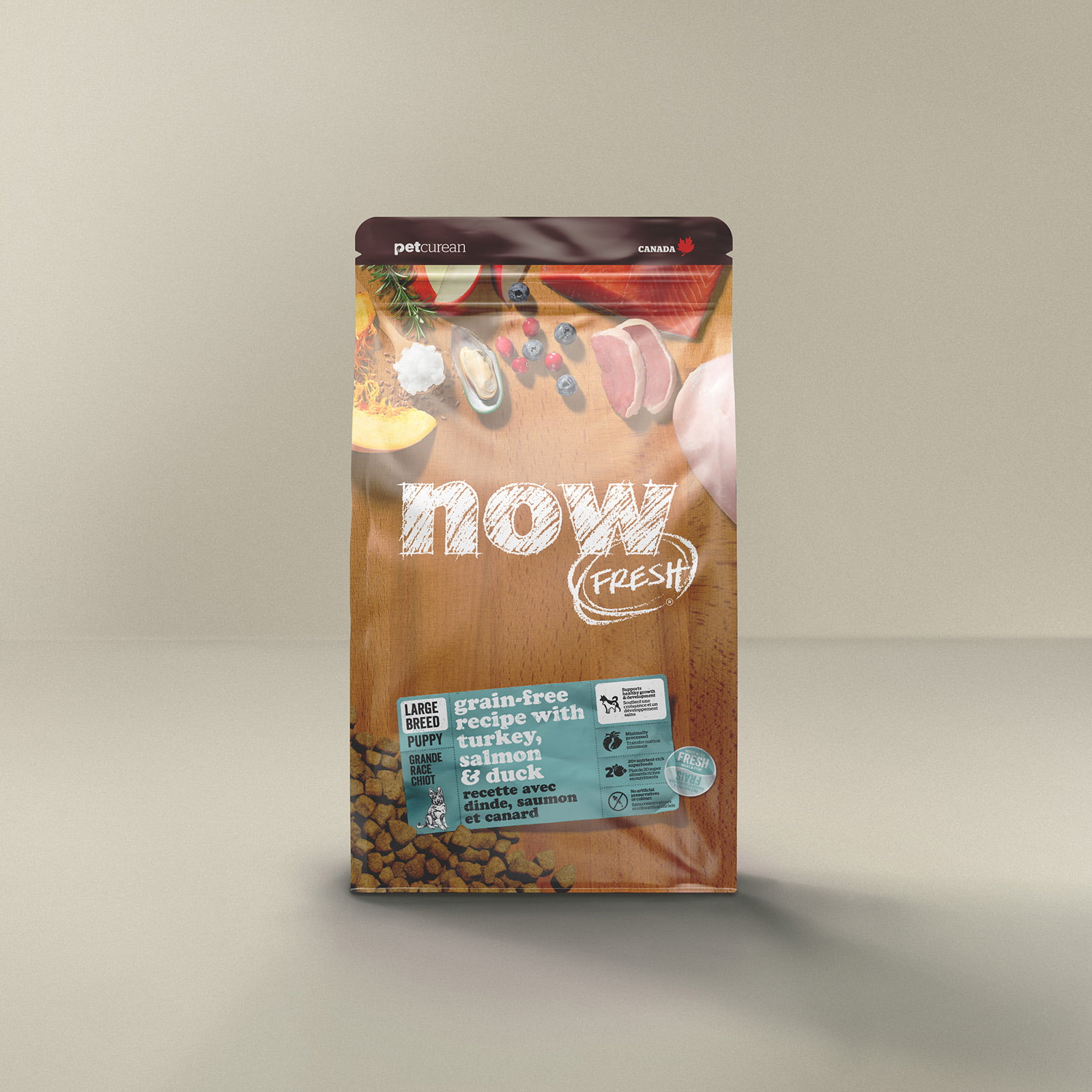 נאו פרש Large Breed Puppy Grain-Free Recipe with Turkey, Salmon & Duck - מזון יבש לכלבים