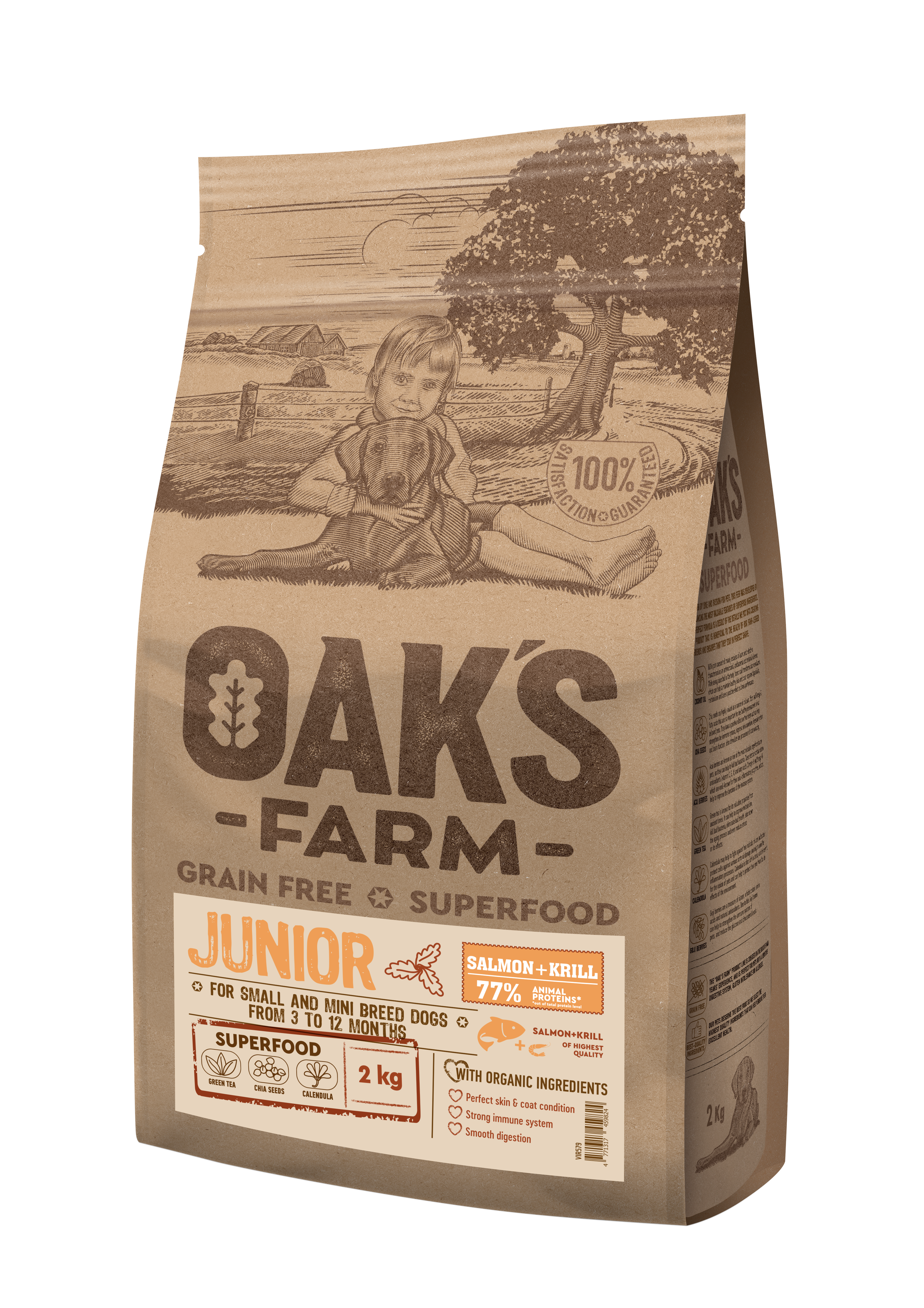 אוקס פארם Junior Salmon with Krill Small-Mini Breeds - מזון יבש לכלבים