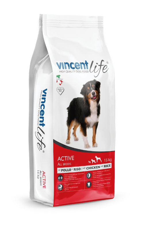 וינסנט Life Active with chicken and rice - מזון יבש לכלבים