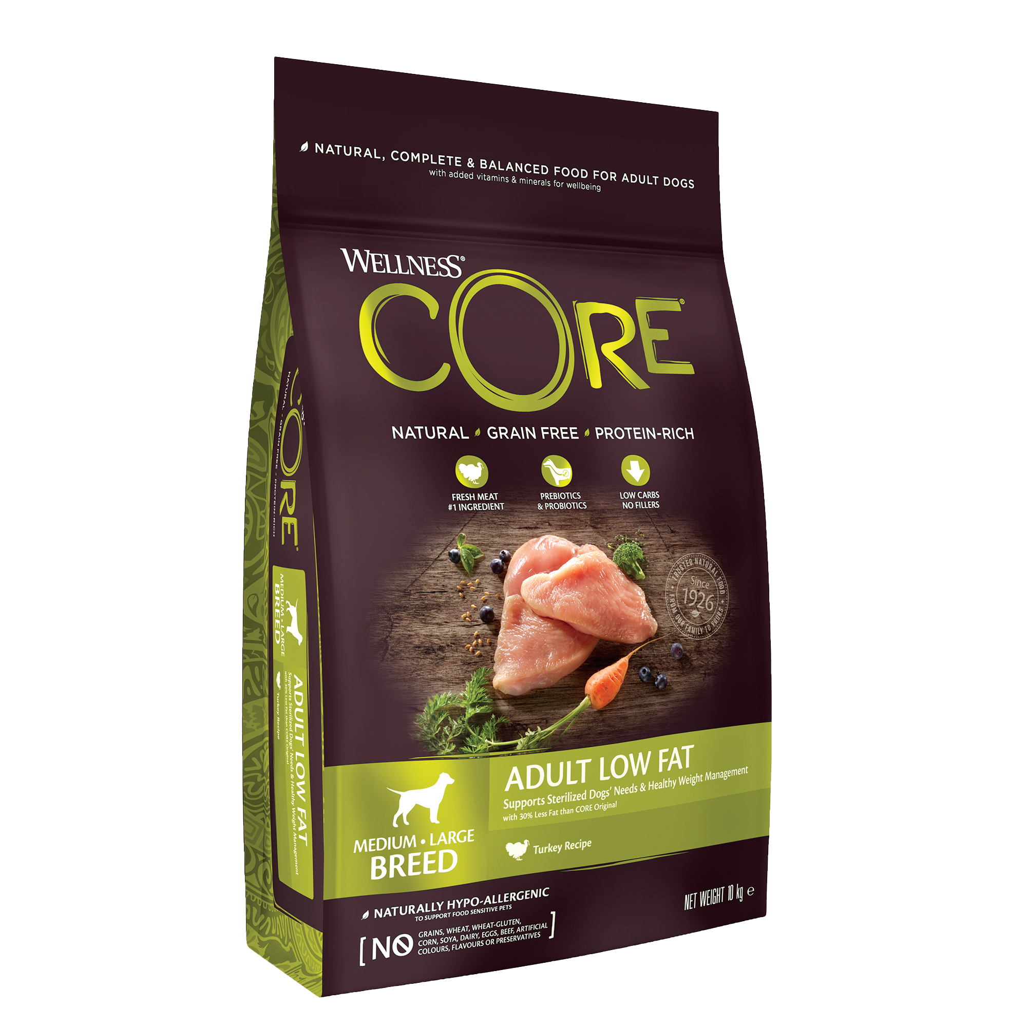 וולנס קור Adult Low Fat, Turkey - 10 KG - מזון יבש לכלבים